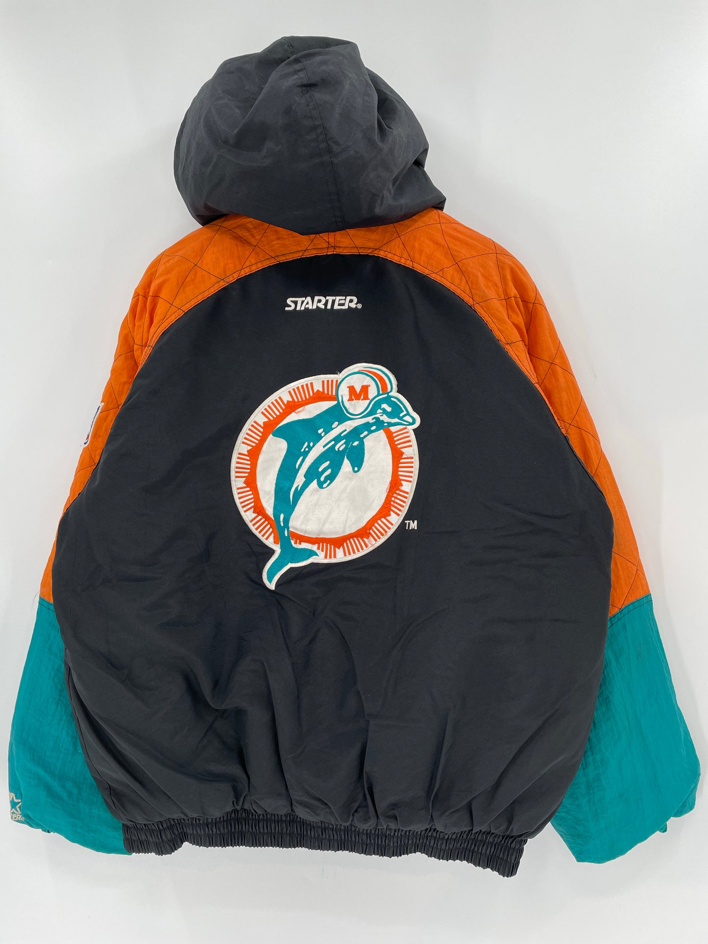 90's STARTER x MIAMI DOLPHINS Size L Vintage NFL Padded Nylon Jacket / K6271