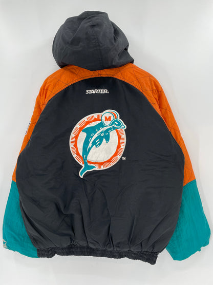 90's STARTER x MIAMI DOLPHINS Size L Vintage NFL Padded Nylon Jacket / K6271