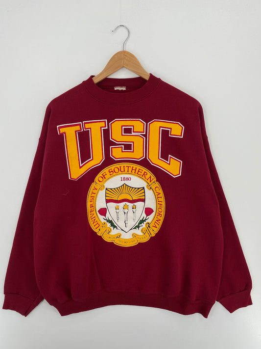 90’s UNIVERSITY OF SOUTHERN CALIFORNIA Size No Tag Approx.L-XL Vintage College Sweat-Shirt / A4949