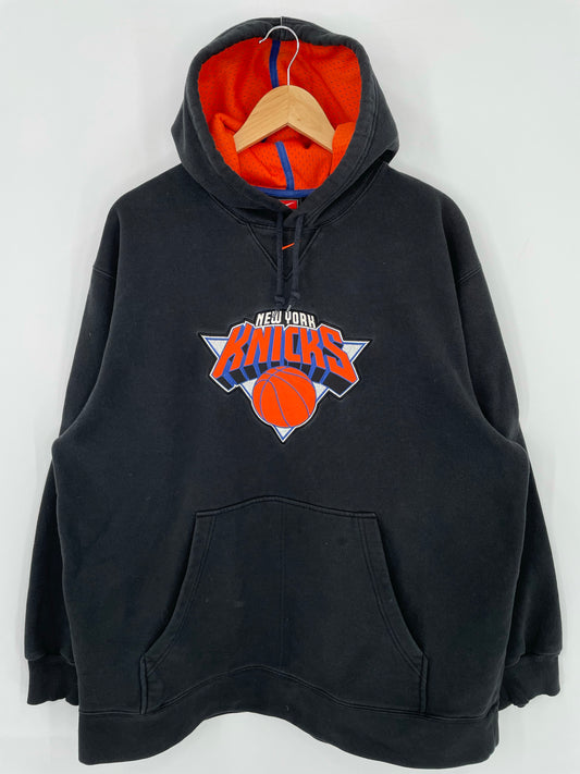 00' NIKE NEW YORK KNICKS Size L Vintage NBA Hoodie Sweat shirt / K5710