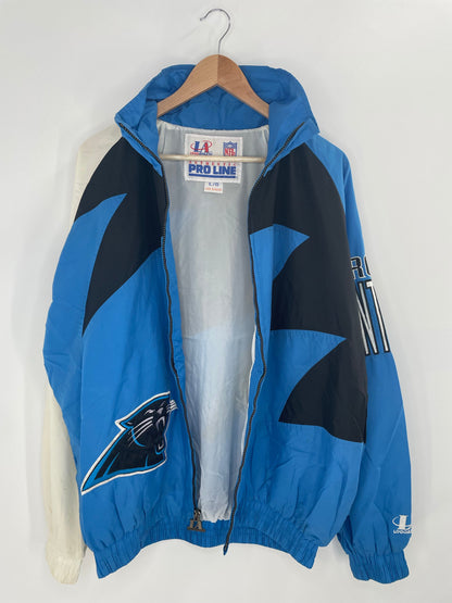 90's CAROLINA PANTHERS Size L Vintage NFL Zip-up Nylon Jacket / A8847