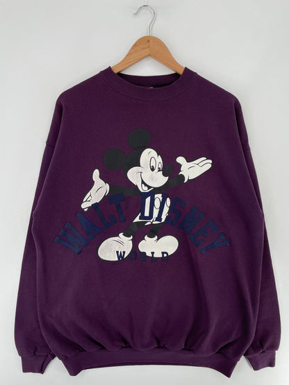 .90's DISNEY MICKEY Made in USA Size Approx.XL Vintage Sweat-Shirt / E6401S