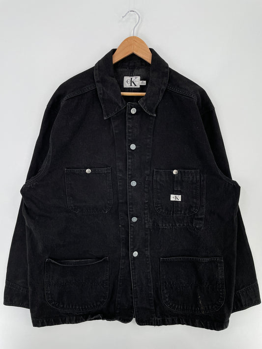 90’s CALVIN KLEIN JEANS Size XL Black Denim Jacket / A9755
