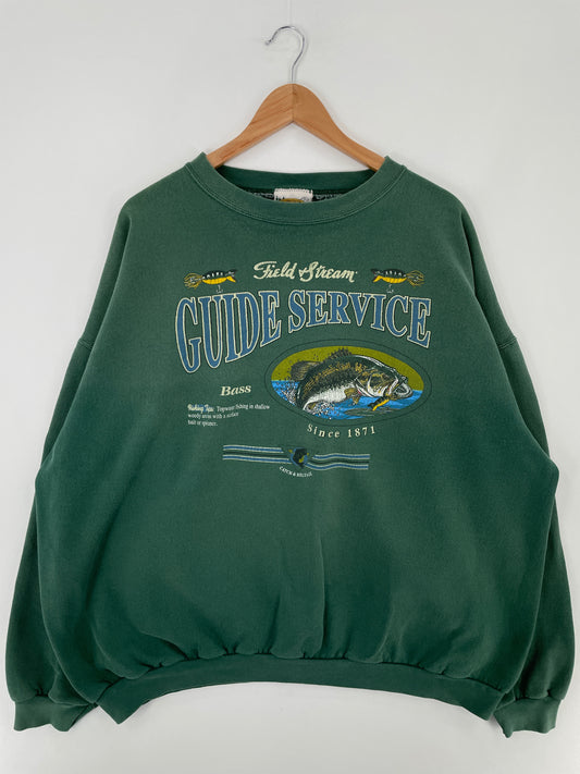 90's BASS FISH Made in USA Size XL Vintage Animal Sweat-Shirt / E1379S