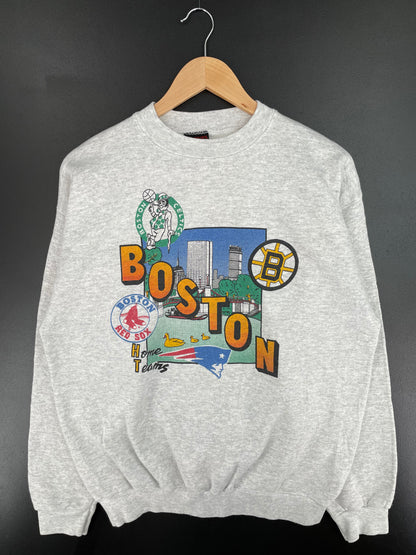 90's BOSTON SPORTS TEAM Made in USA Size L NFL NHL MLB NBA Sweat-shirt / A735