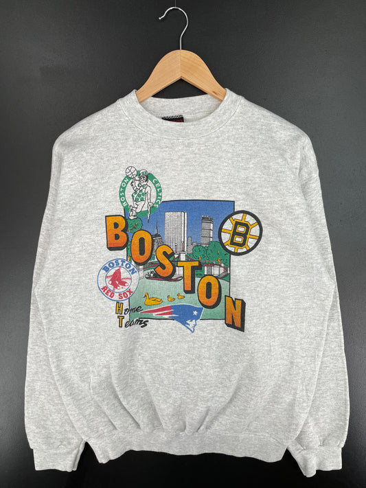 90's BOSTON SPORTS TEAM Made in USA Size L NFL NHL MLB NBA Sweat-shirt / A735