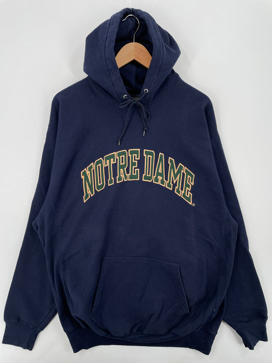 Vintage NOTRE DAME Size XL Vintage College Hoodie Sweat-Shirt / A6541