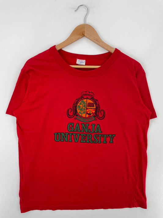 Vintage GANJA UNIVERSITY Size XL Vintage College T-Shirt / E4409T