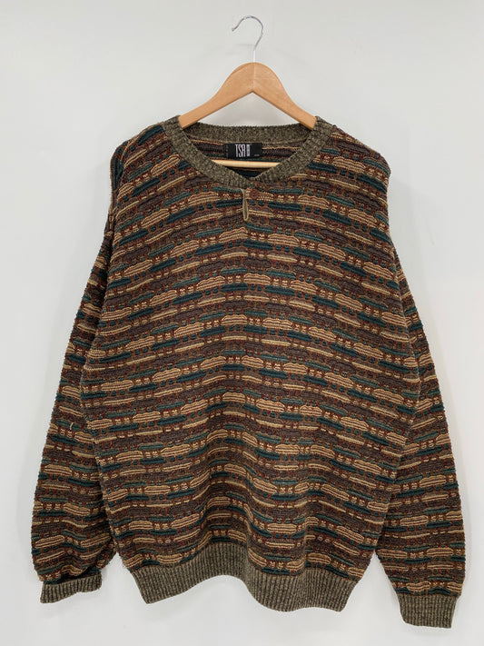 Vintage 3D COOGI-Style Made in USA Size XXL Knit Sweater / A7396