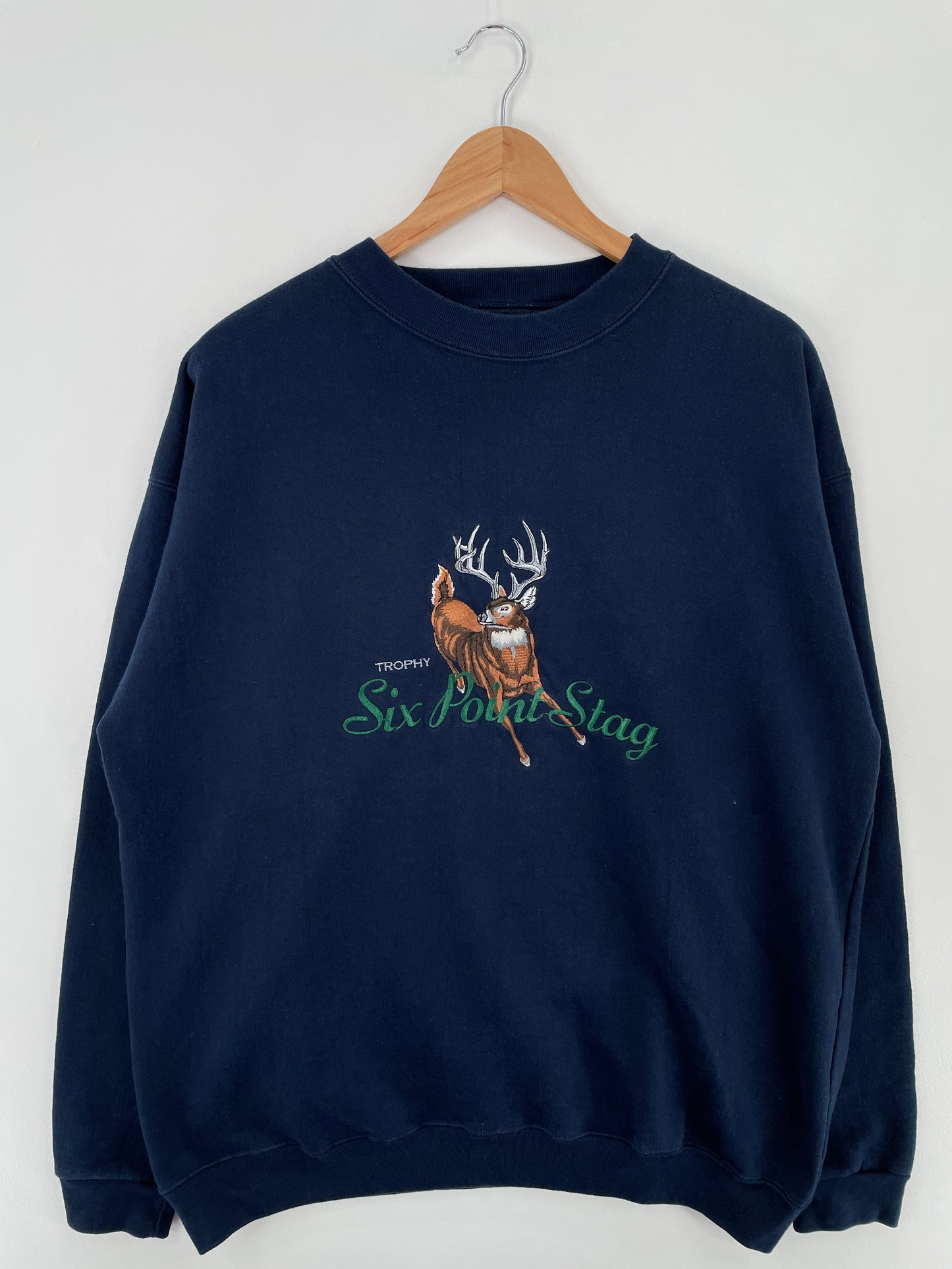 Vintage TROPHY SIX POINT STAG Size XL Animal Sweat-Shirt / A9935