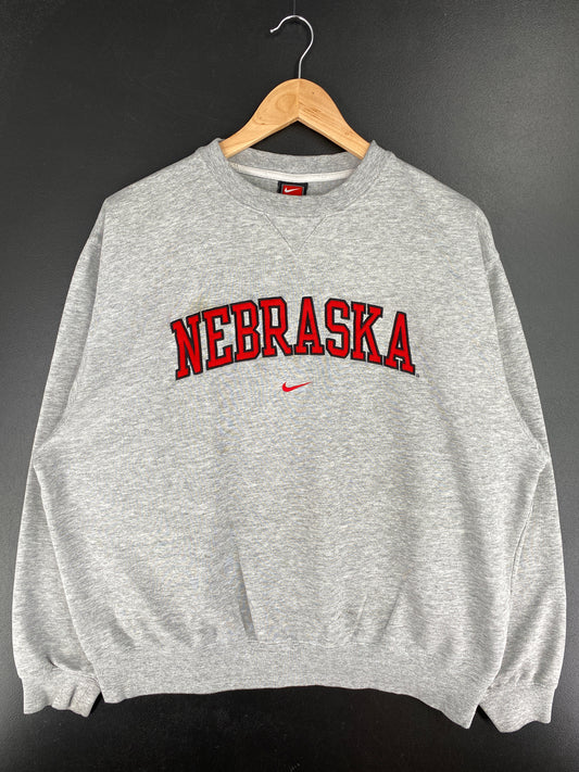 00' NIKE NEBRASKA Size L Vintage College Sweat-Shirt / A6381