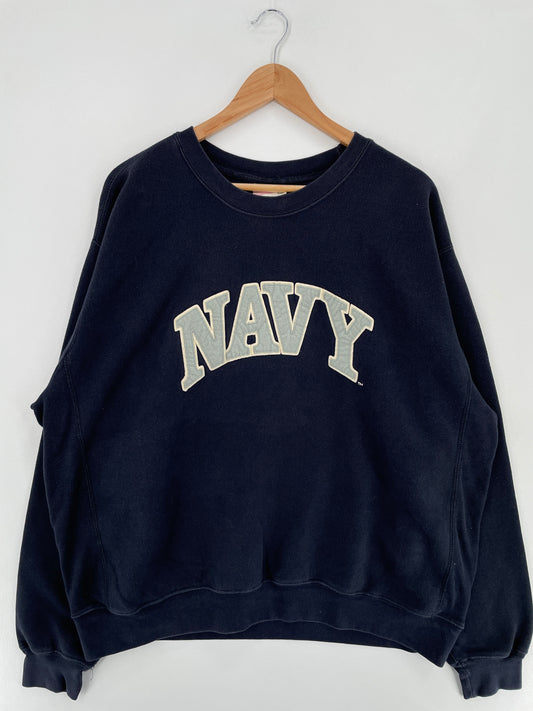 Vintage NAVY Size XL Vintage College Sweat-shirt / E669