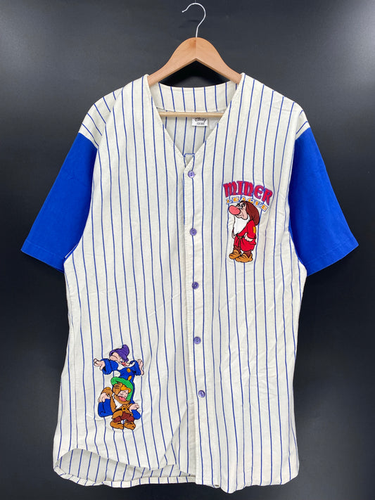 00' DISNEY SNOW WHITE SEVEN DWARFS Size XXL Vintage Baseball Button Up Shirts / K4427