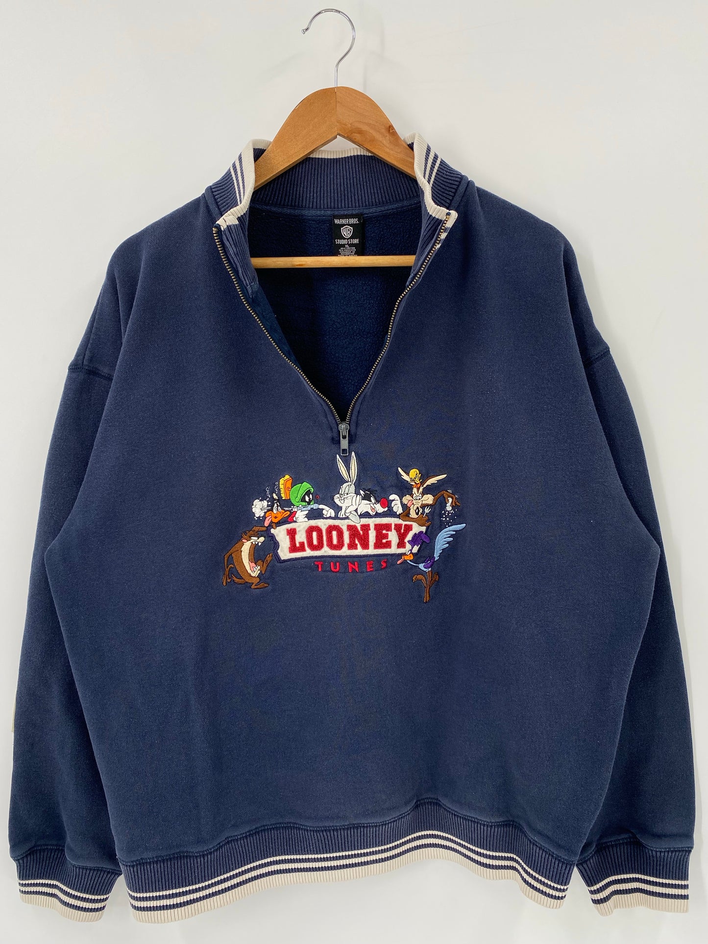 1998 LOONEY TUNES Size XL Vintage Half Zip Sweat-shirt / K4524