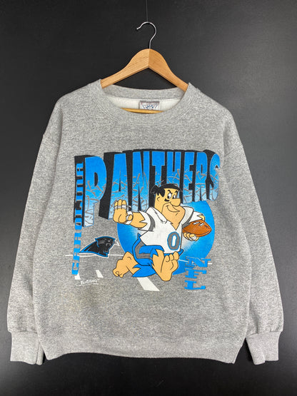 90's THE FLINT STONES x CAROLINA PANTHERS Made in USA Size L Vintage NFL Sweat shirt / E1638S