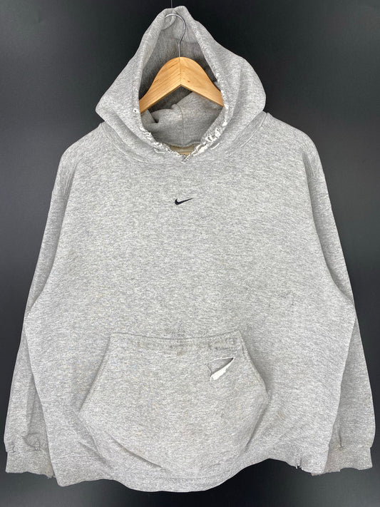90’s NIKE CENTER SWOOSH Damaged Made in USA Size XL Vintage Hoodie Sweat-shirt / K8943
