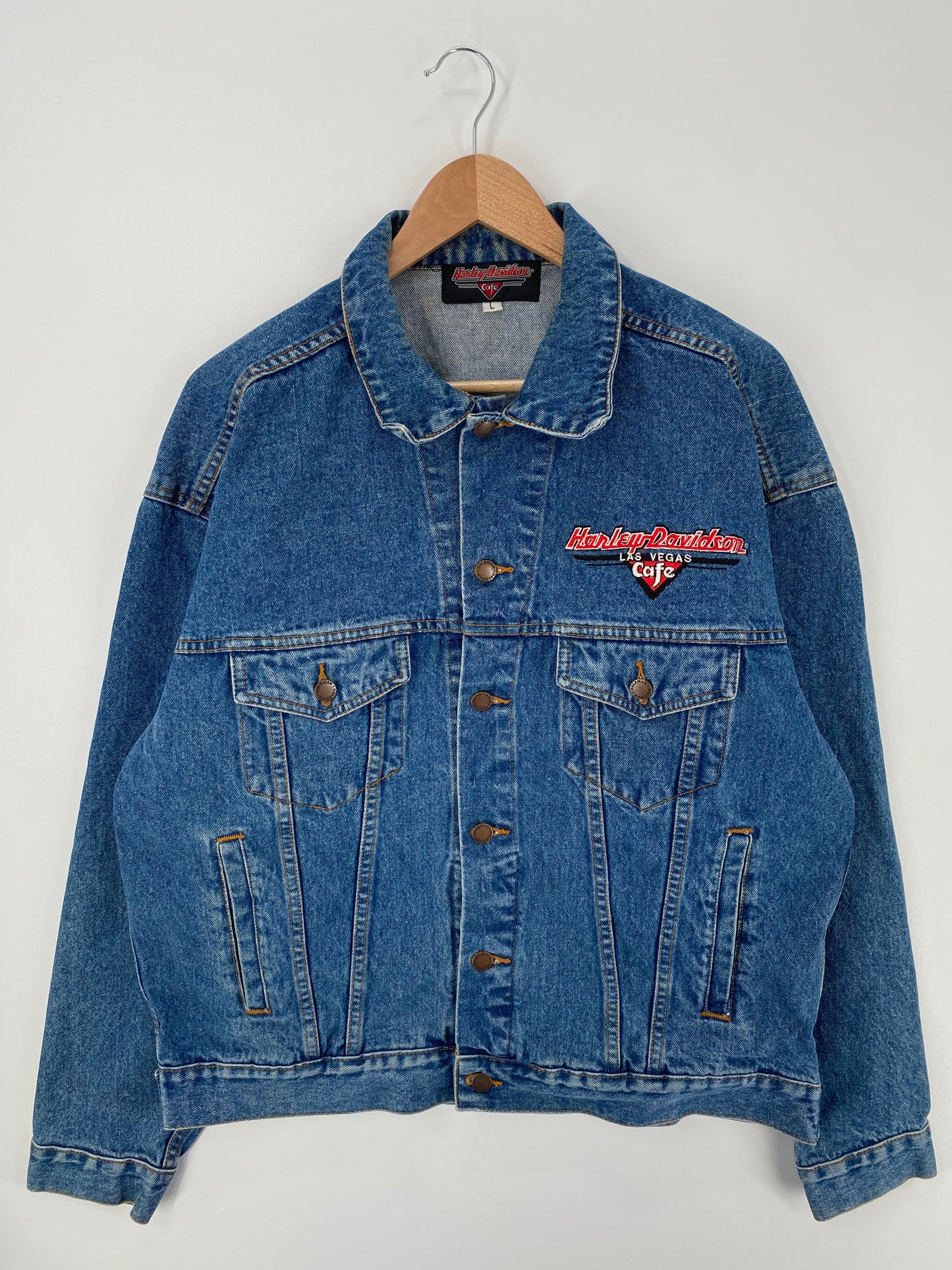 Vintage HARLEY DAVIDSON Size L Denim Jacket / A978