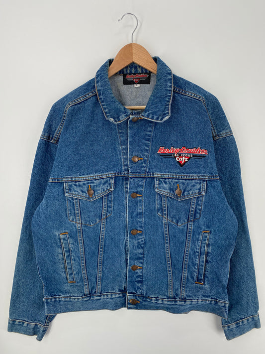 Vintage HARLEY DAVIDSON Size L Denim Jacket / A978