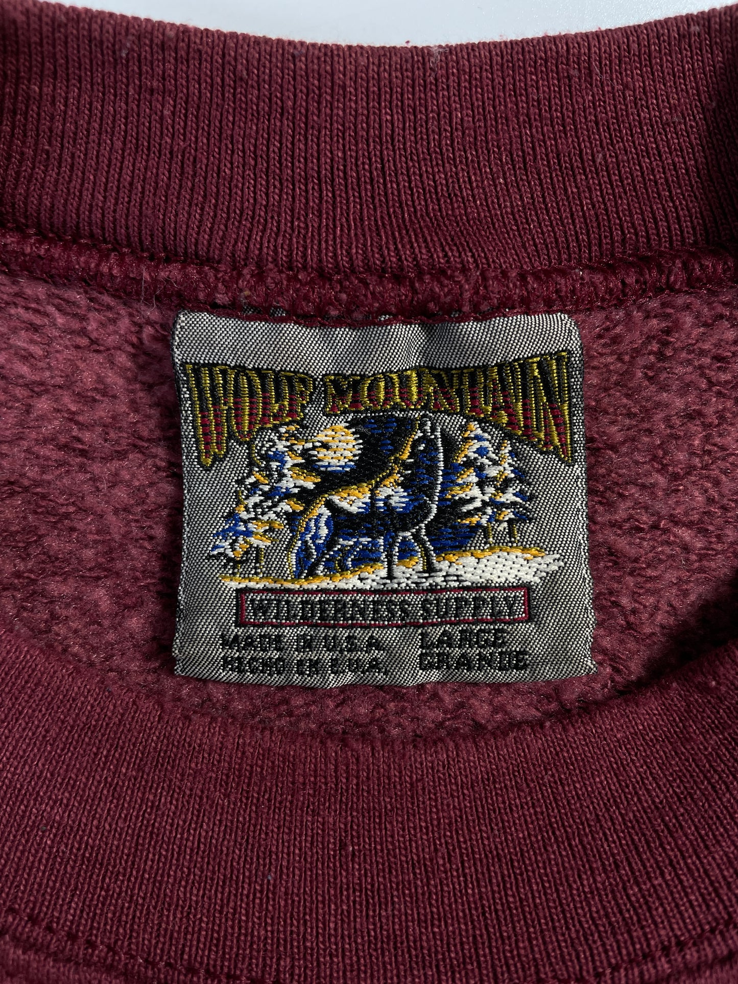 90's BLACK BASS WOLF MOUNTAIN Made in USA Size L Vintage Animal Sweat-Shirt / E1036