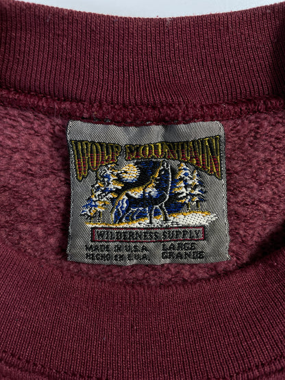 90's BLACK BASS WOLF MOUNTAIN Made in USA Size L Vintage Animal Sweat-Shirt / E1036