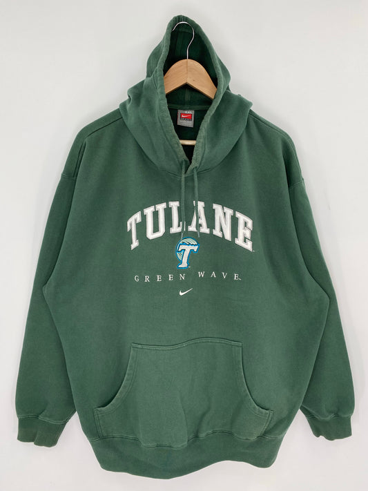 00' NIKE TULANE UNIVERSITY Size XXL Vintage Hoodie Sweat-Shirt / K8541