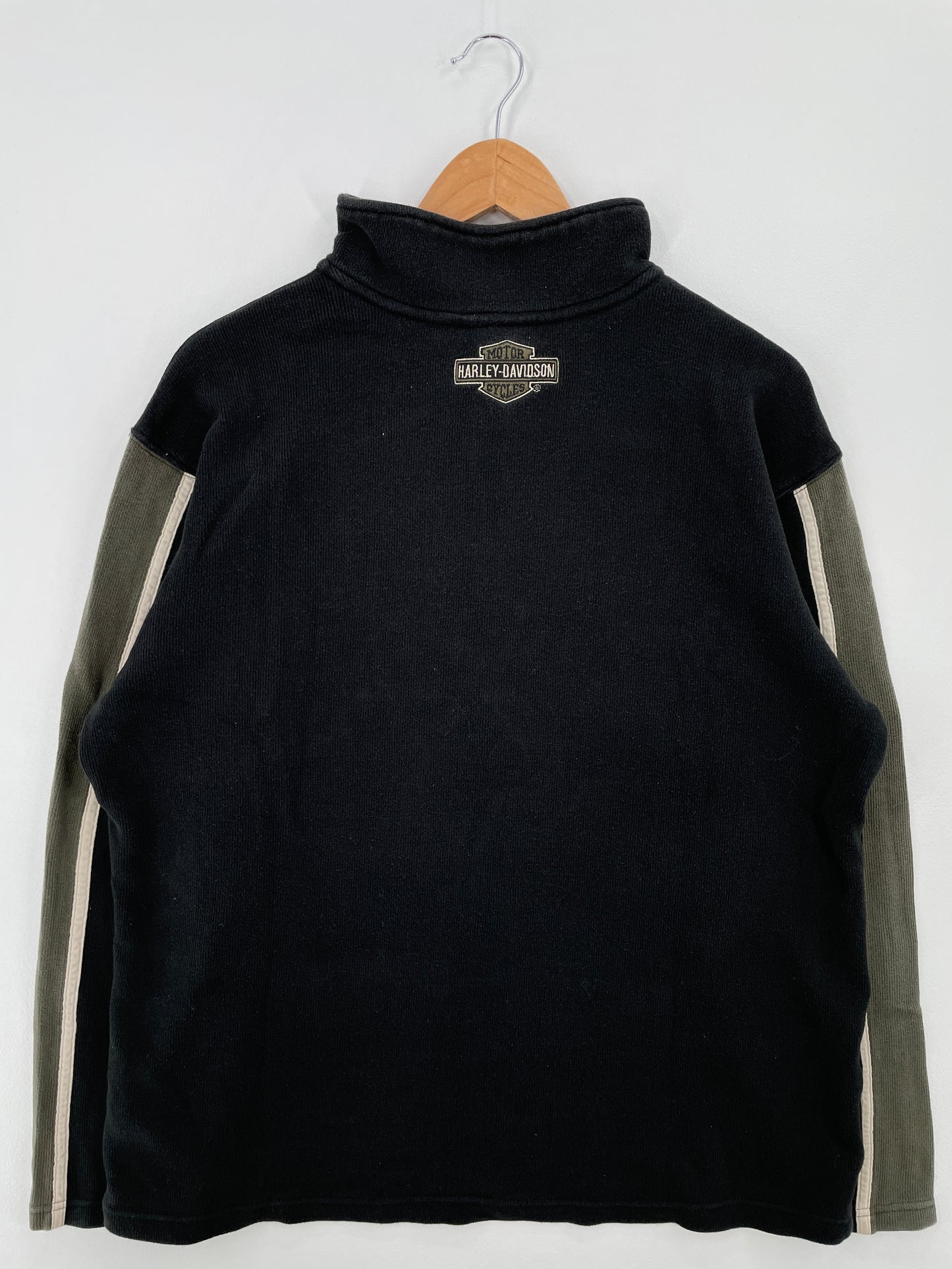 Vintage HARLEY DAVIDSON Size L Half Zip-up Sweat-Shirt / A8561