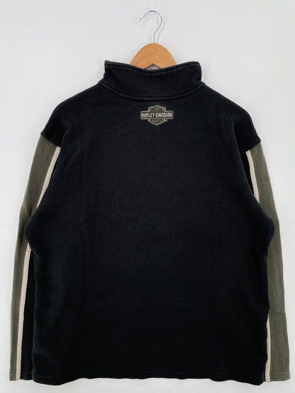 Vintage HARLEY DAVIDSON Size L Half Zip-up Sweat-Shirt / A8561