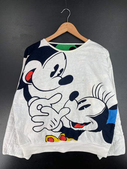 80’s DISNEY MICKEY MINNIE Double face Size Approx.L Sweat-shirt / E4808S