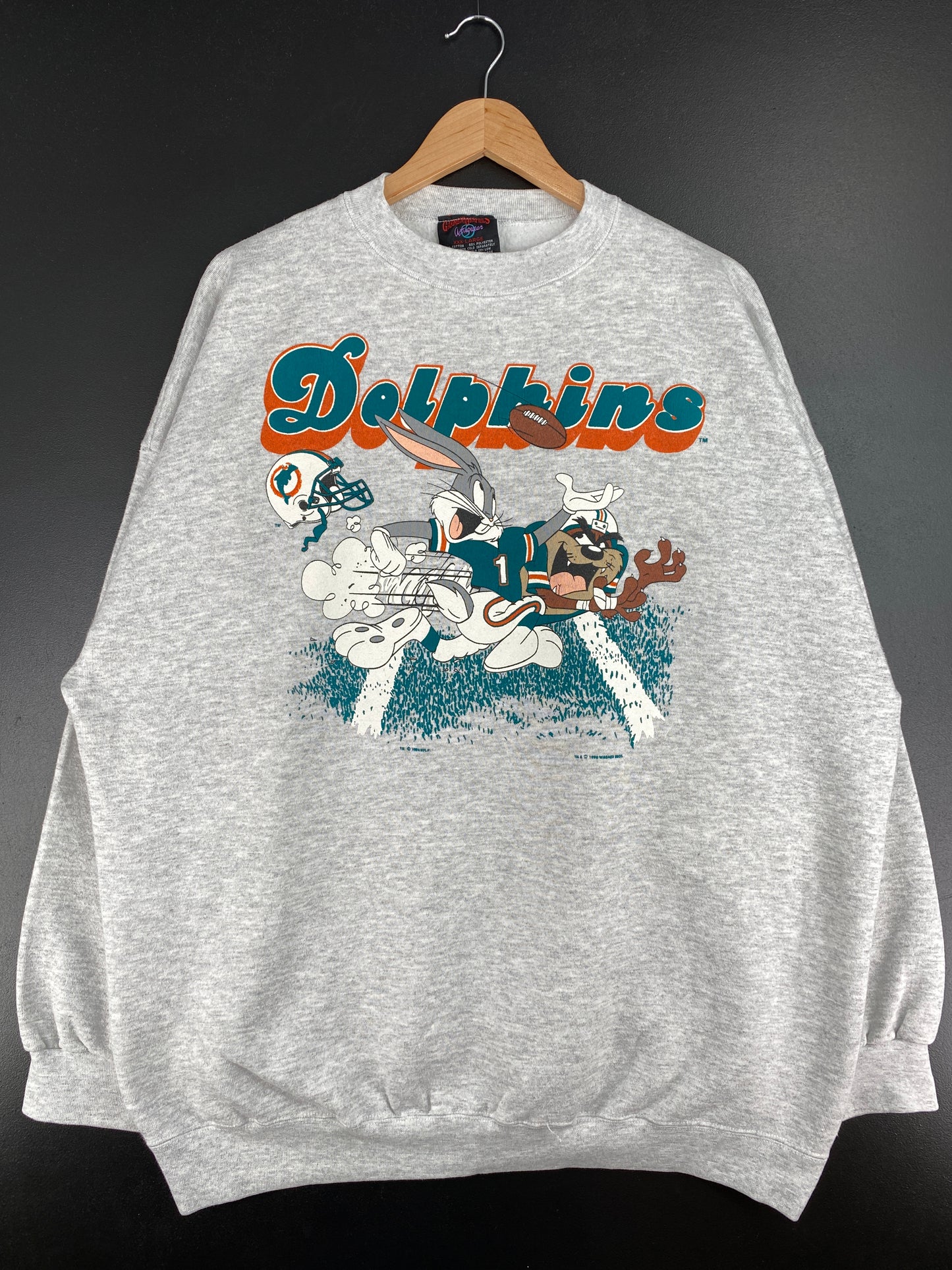 1994 MIAMI DOLPHINS x LOONEY TUNES Made in USA Size XXXL Vintage NFL Sweat-Shirt / A3403