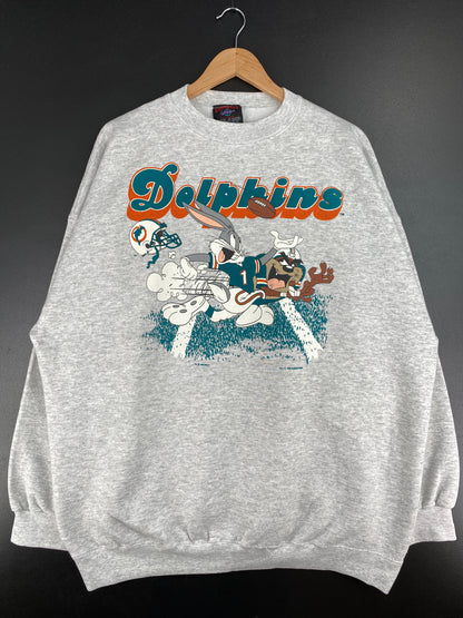 1994 MIAMI DOLPHINS x LOONEY TUNES Made in USA Size XXXL Vintage NFL Sweat-Shirt / A3403