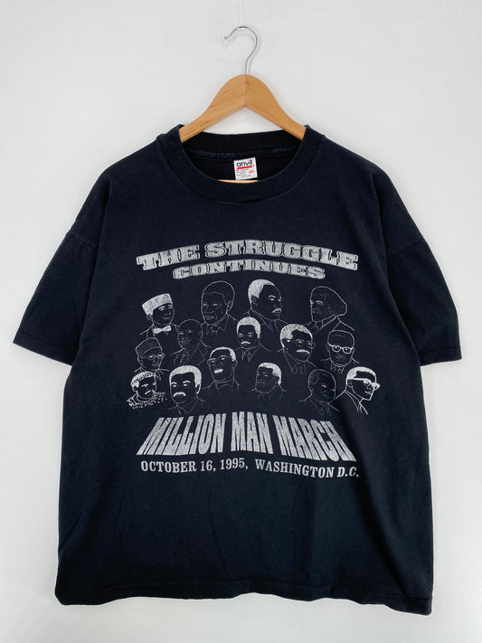 1995 MILLION MAN MARCH Made in USA Size XXL Vintage T-Shirts / A4861