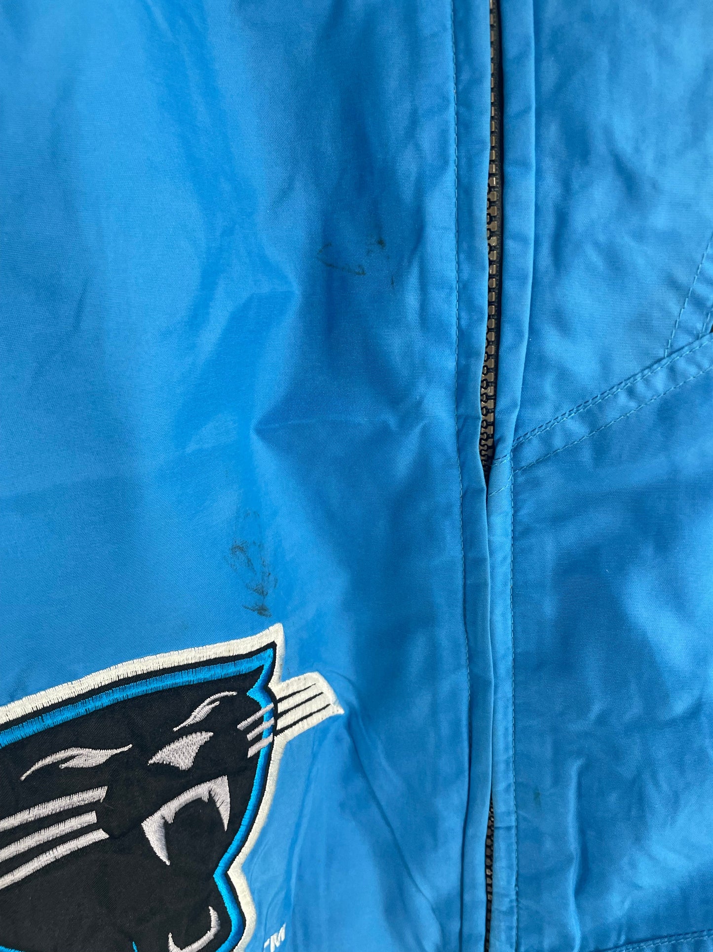 90's CAROLINA PANTHERS Size L Vintage NFL Zip-up Nylon Jacket / A8847