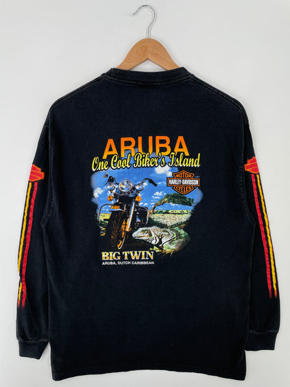 2003 HARLEY DAVIDSON  ARUBA Made in USA Size L Vintage Long Sleeve T-Shirt / A9196