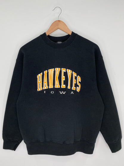 90's IOWA HAWKEYES Made in USA Size L Vintage College Sweat-Shirts/ K9336