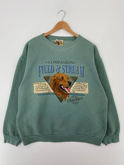 90's COMPANION FIELD AND STREAM Made in USA Size L Vintage Sweat-Shirt / A9628