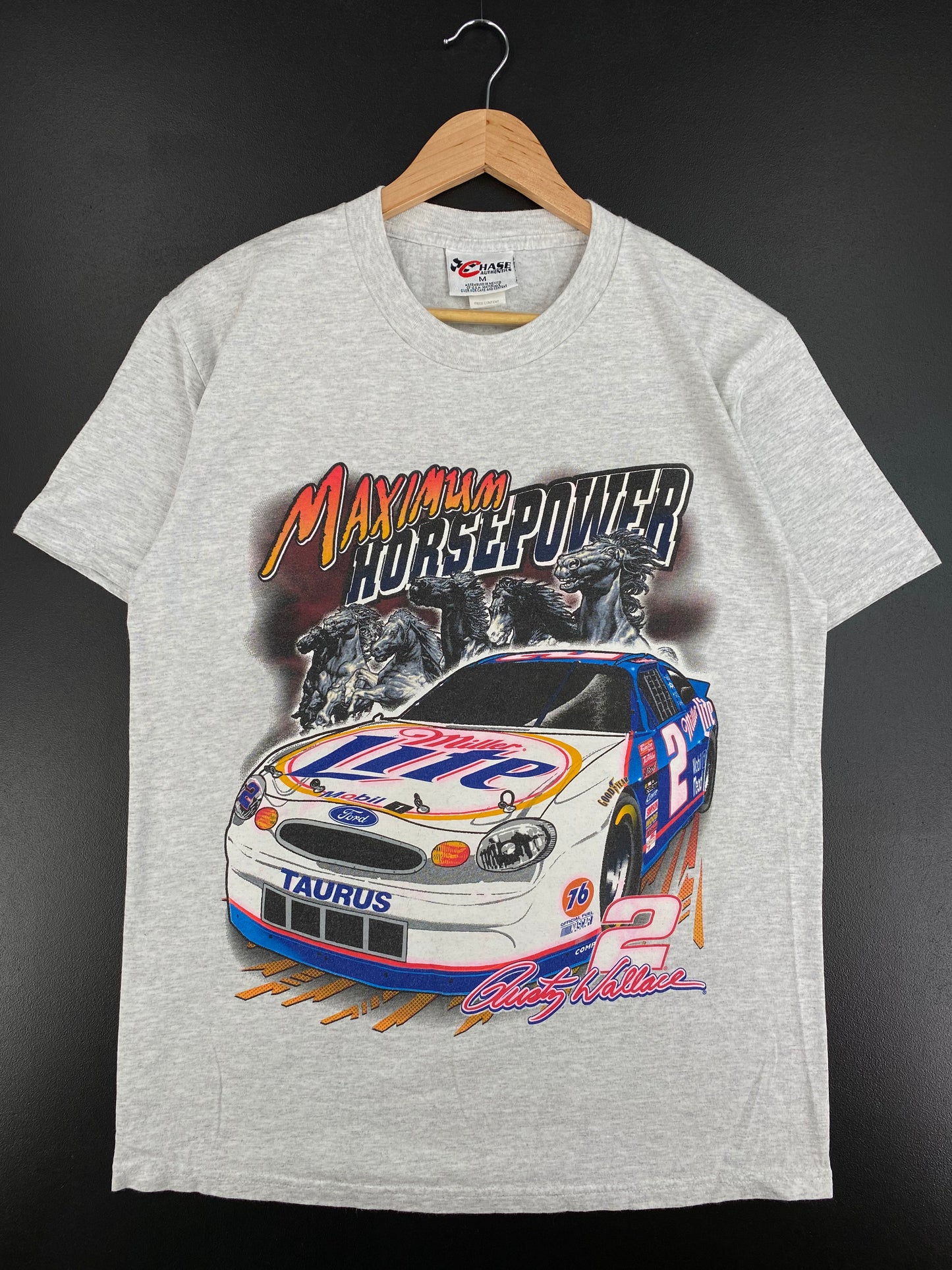 Vintage RUSTY WALLACE x MILLER LITE Size M Racing T-Shirt / A2218