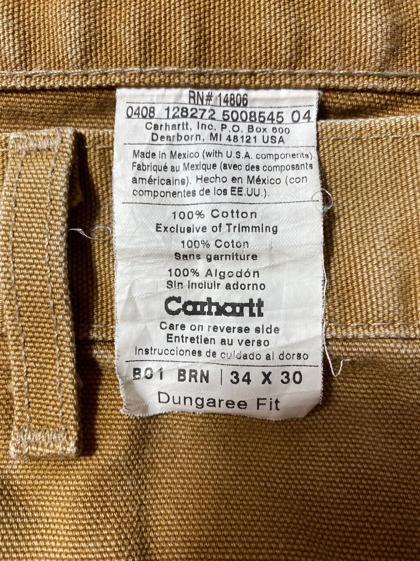 Vintage CARHARTT Size 34x30 Double Knee Duck Pants / K9059
