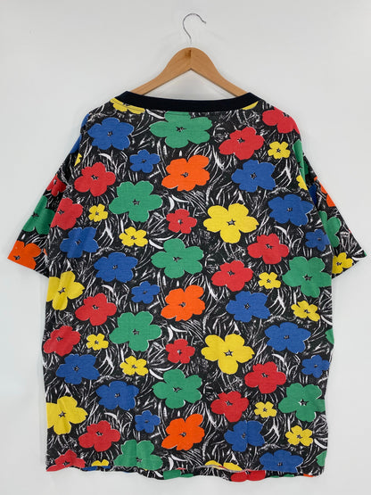 .90’s FLOWERS Size No Tag (Approx.L) T-Shirts / A5703