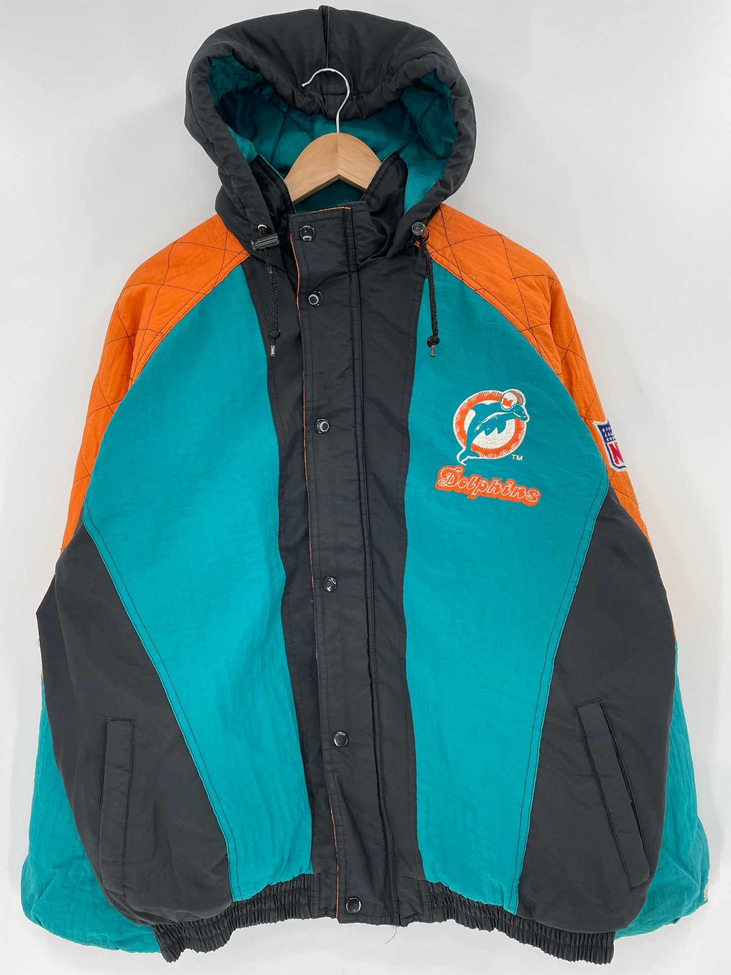90's STARTER x MIAMI DOLPHINS Size L Vintage NFL Padded Nylon Jacket / K6271