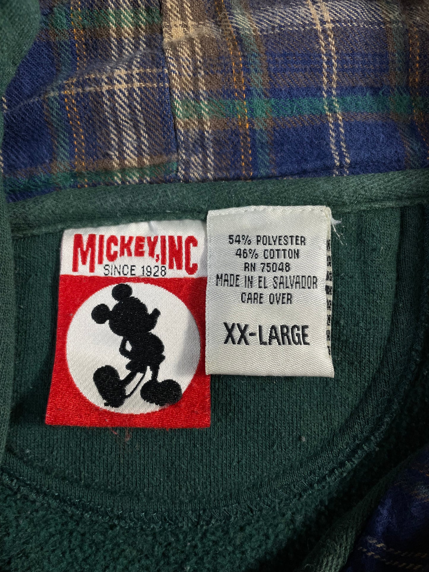 90’s DISNEY MICKEY Size XXL Vintage Hoodie Half zip-up Sweat-Shirt / A1181