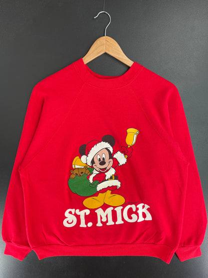 80's DISNEY MICKEY CHRISTMAS Made in USA Size L Vintage Sweat-shirt / E920