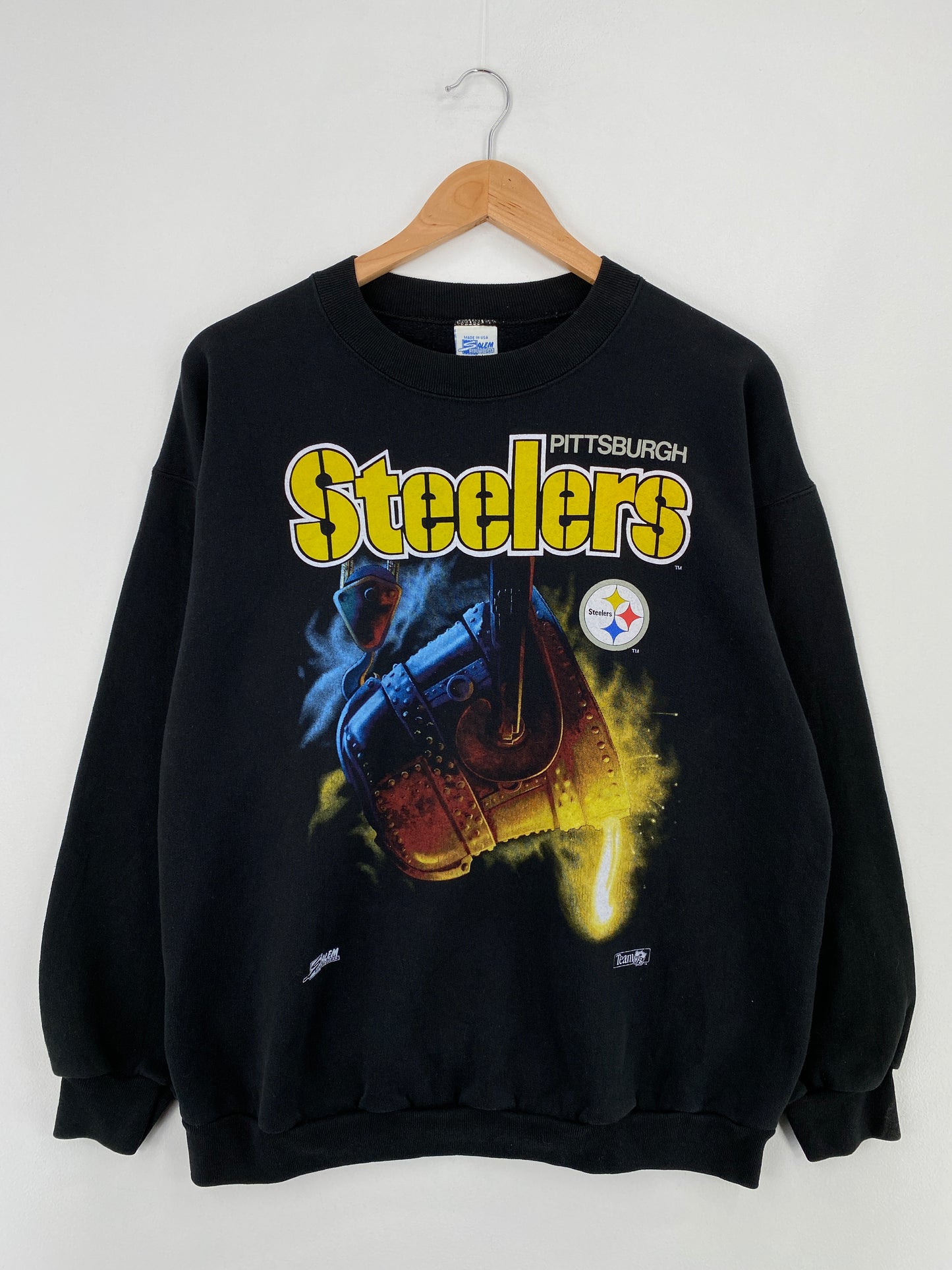.90’s SALEM x PITTSBURGH STEELERS Made in USA Size L Vintage NFL Sweat-Shirt / E1344S