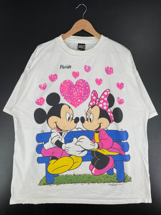 90’s DISNEY MICKEY & MINNIE FLORIDA Made in USA Size XL Vintage T-Shirts / A5651