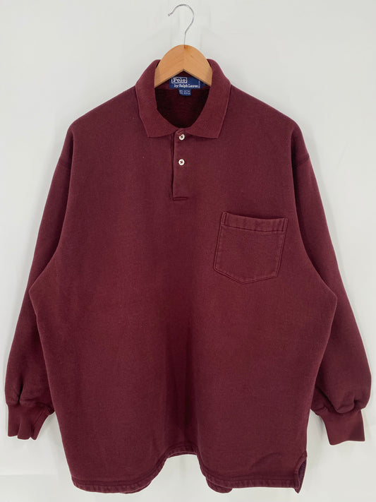 90's POLO RALPH LAUREN Size L Vintage Button down Sweat-shirt / A7779