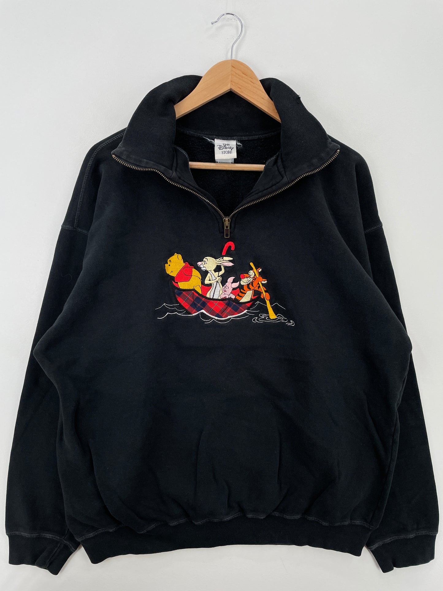 Vintage DISNEY WINNIE THE POOH Size (Approx.XL-XXL) Vintage Half Zip-up Sweat-shirt / A6830