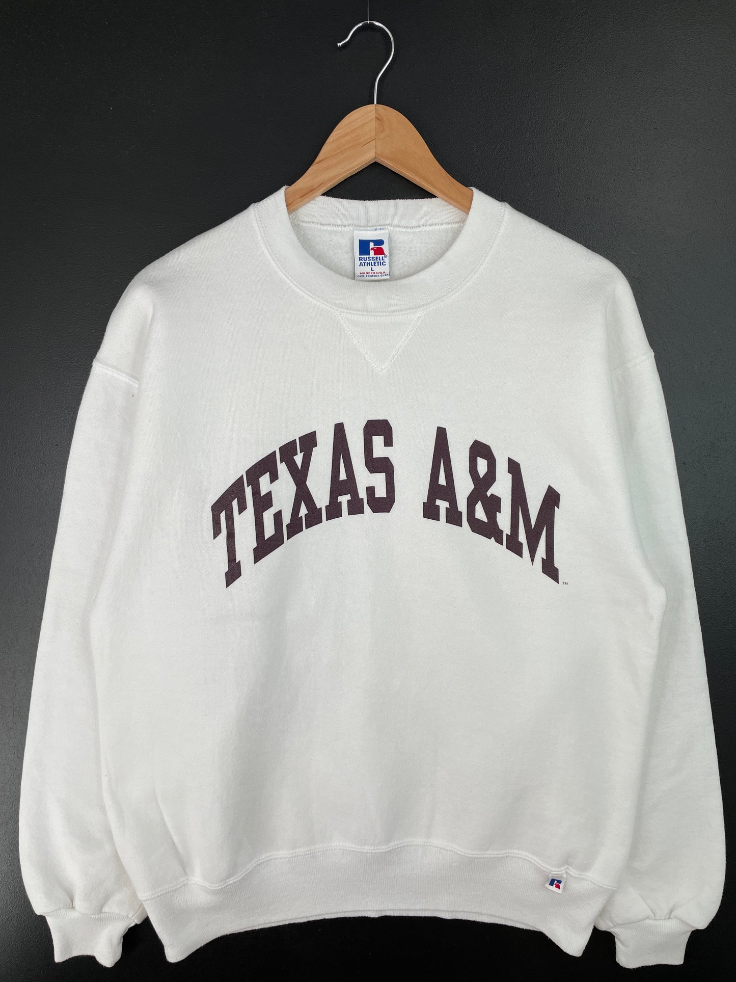 90's RUSSELL x TEXAS A&M Made in USA Size L College Sweat-Shirt / A7977