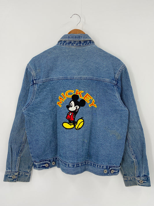 90’s DISNEY MICKEY Size L Vintage Denim Jacket  / K4327