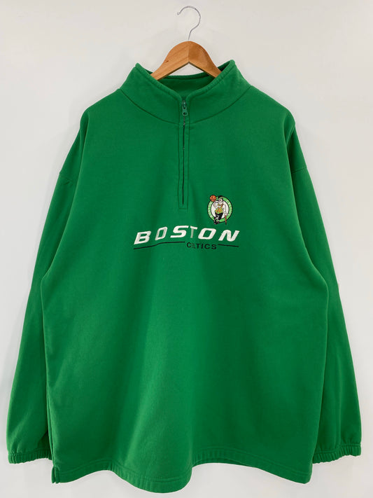 Vintage BOSTON CELTICS Size XXL NBA Half-zip Jersey Material Sweat-Shirt / K4273