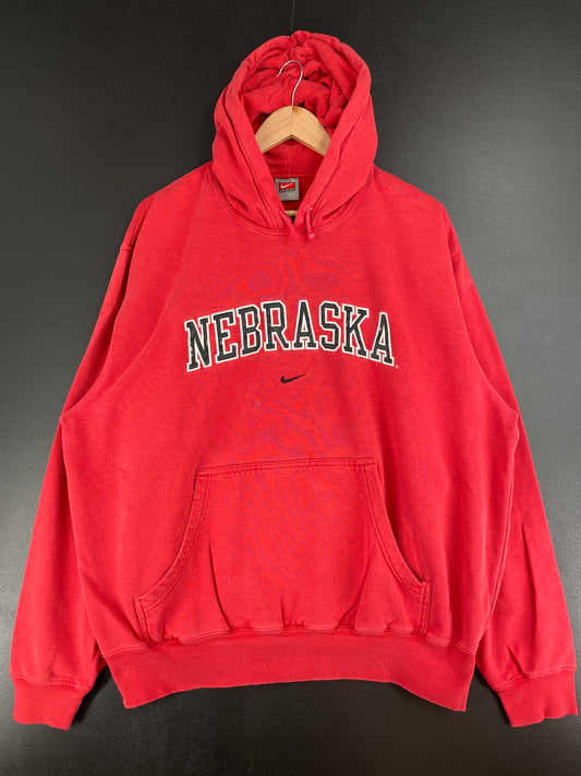 00' NIKE NEBRASKA Size L Vintage College Hoodie Sweat-Shirt / A3528