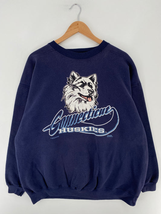 90's CONNECTICUT HUSKIES Made in USA Size XXL Vintage College Sweat-Shirt / E6163S